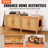 VEVOR Cat Litter Box Enclosure Wooden Litter Box Furniture Hidden for 2 Cats - Front View
