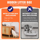 VEVOR Cat Litter Box Enclosure Wooden Litter Box Furniture Hidden for 2 Cats - Side View