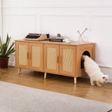 VEVOR Cat Litter Box Enclosure Wooden Litter Box Furniture Hidden for 2 Cats - Low Angle