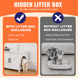 VEVOR Cat Litter Box Enclosure Wooden Litter Box Furniture Hidden 2 Rooms White - Side View