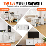 VEVOR Cat Litter Box Enclosure Wooden Litter Box Furniture Hidden 2 Rooms White - 45-Degree Angle