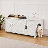 VEVOR Cat Litter Box Enclosure Wooden Litter Box Furniture Hidden 2 Rooms White - Low Angle
