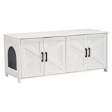 VEVOR Cat Litter Box Enclosure Wooden Litter Box Furniture Hidden 2 Rooms White - Extra Image