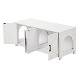 VEVOR Cat Litter Box Enclosure Wooden Litter Box Furniture Hidden 2 Rooms White - Extra Image