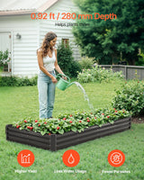 VEVOR Metal Raised Garden Bed, 8 x 4 x 1 ft Outdoor Galvanized Planter Box, with Open Bottom, Large Planter Raised Bed for Gardening Vegetables, Flowers, Herbs, and Succulent Plants, Dark Gray - Front View
