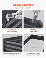 VEVOR Metal Raised Garden Bed, 8 x 4 x 1 ft Outdoor Galvanized Planter Box, with Open Bottom, Large Planter Raised Bed for Gardening Vegetables, Flowers, Herbs, and Succulent Plants, Dark Gray - Side View