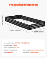 Metal Raised Garden Bed, 8 x 4 x 1 ft Outdoor Galvanized Planter Box, with Open Bottom, Large Planter Raised Bed for Gardening Vegetables, Flowers, Herbs, and Succulent Plants, Dark Gray