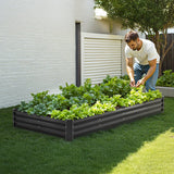VEVOR Metal Raised Garden Bed, 8 x 4 x 1 ft Outdoor Galvanized Planter Box, with Open Bottom, Large Planter Raised Bed for Gardening Vegetables, Flowers, Herbs, and Succulent Plants, Dark Gray - Low Angle