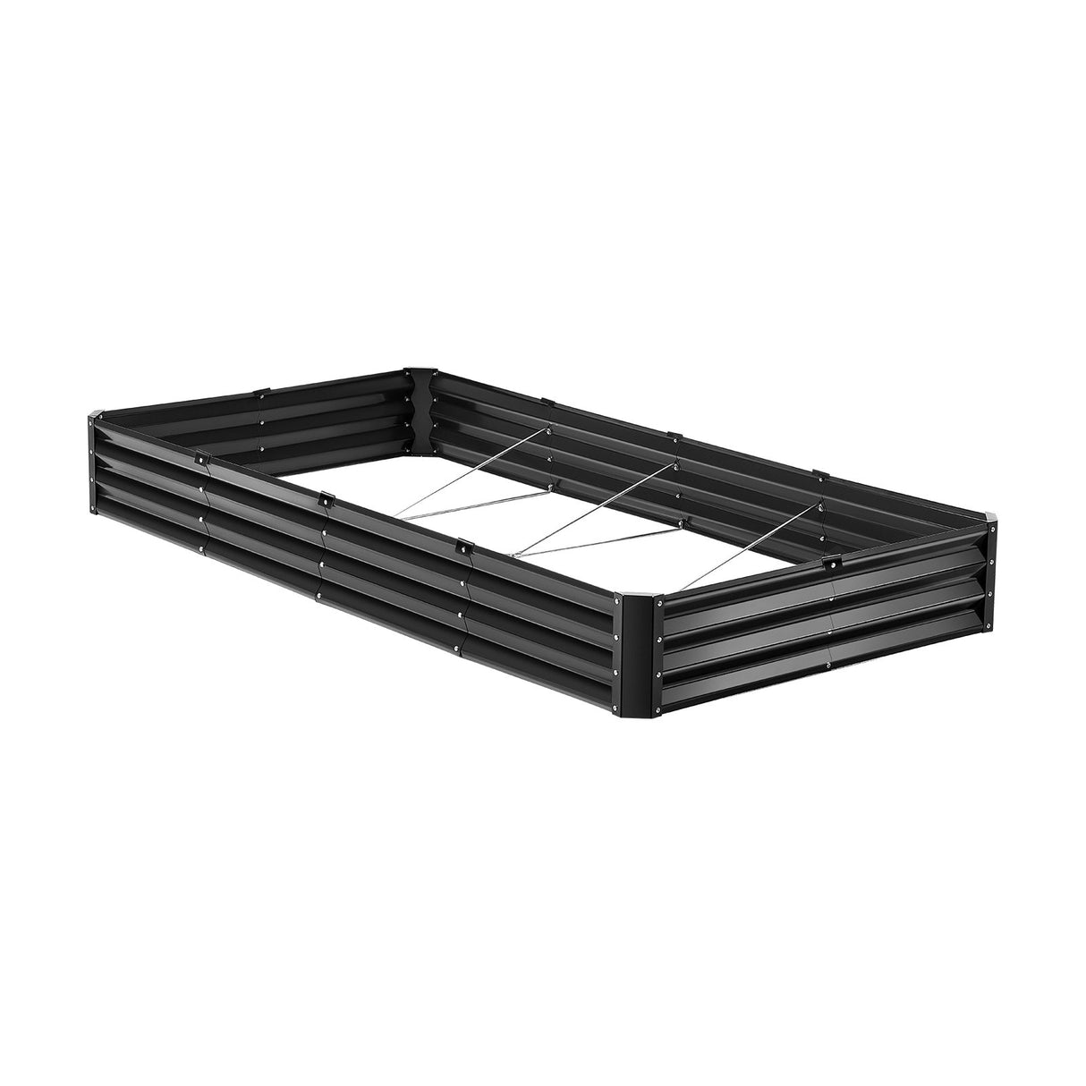 Metal Raised Garden Bed, 8 x 4 x 1 ft Outdoor Galvanized Planter Box, with Open Bottom, Large Planter Raised Bed for Gardening Vegetables, Flowers, Herbs, and Succulent Plants, Dark Gray