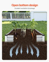 VEVOR Metal Raised Garden Bed, 12 x 4 x 1 ft Outdoor Galvanized Planter Box, with Open Bottom, Large Planter Raised Bed for Gardening Vegetables, Flowers, Herbs, and Succulent Plants, Silver - Rear View