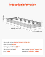 Metal Raised Garden Bed, 12 x 4 x 1 ft Outdoor Galvanized Planter Box, with Open Bottom, Large Planter Raised Bed for Gardening Vegetables, Flowers, Herbs, and Succulent Plants, Silver