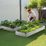 Metal Raised Garden Bed, 12 x 4 x 1 ft Outdoor Galvanized Planter Box, with Open Bottom, Large Planter Raised Bed for Gardening Vegetables, Flowers, Herbs, and Succulent Plants, Silver
