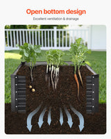 Metal Raised Garden Bed, 6 x 3 x 1.5 ft Outdoor Galvanized Planter Box, with Open Bottom, Large Planter Raised Bed for Gardening Vegetables, Flowers, Herbs, and Succulent Plants, Dark Gray - Rear View