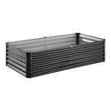 Metal Raised Garden Bed, 6 x 3 x 1.5 ft Outdoor Galvanized Planter Box, with Open Bottom, Large Planter Raised Bed for Gardening Vegetables, Flowers, Herbs, and Succulent Plants, Dark Gray