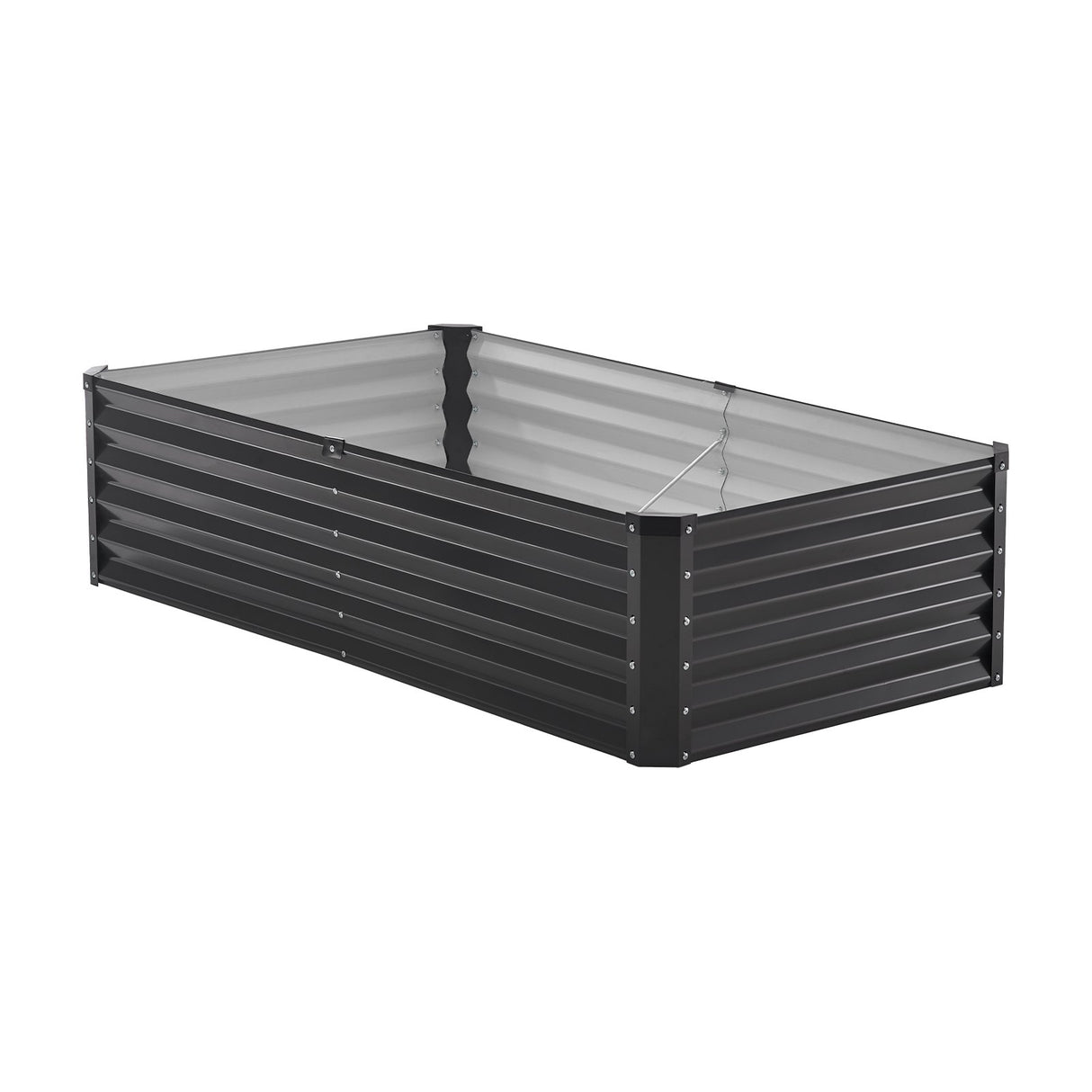 Metal Raised Garden Bed, 6 x 3 x 1.5 ft Outdoor Galvanized Planter Box, with Open Bottom, Large Planter Raised Bed for Gardening Vegetables, Flowers, Herbs, and Succulent Plants, Dark Gray