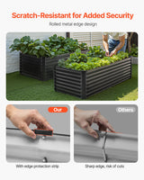 Metal Raised Garden Bed, 6 x 3 x 2 ft Outdoor Galvanized Planter Box, with Open Bottom, Large Planter Raised Bed for Gardening Vegetables, Flowers, Herbs, and Succulent Plants, Dark Gray