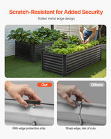 VEVOR Metal Raised Garden Bed, 6 x 3 x 2 ft Outdoor Galvanized Planter Box, with Open Bottom, Large Planter Raised Bed for Gardening Vegetables, Flowers, Herbs, and Succulent Plants, Dark Gray - Top-Down View