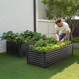 Metal Raised Garden Bed, 6 x 3 x 2 ft Outdoor Galvanized Planter Box, with Open Bottom, Large Planter Raised Bed for Gardening Vegetables, Flowers, Herbs, and Succulent Plants, Dark Gray