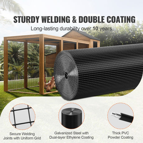 Hardware Cloth, 36'' x 100' Galvanized Wire Mesh Roll, 19 Gauge Chicken Wire Fence Roll, Vinyl Coating Metal, image 2