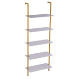 VEVOR Industrial Square Pipe Shelf 5 Tier 64x30x182.5cm Wall-Mount Gold White