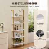VEVOR Industrial Square Pipe Shelf 5 Tier 64x30x182.5cm Wall-Mount Gold White