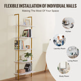 VEVOR Industrial Square Pipe Shelf 5 Tier 64x30x182.5cm Wall-Mount Gold White - Top-Down View