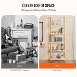 VEVOR Industrial Square Pipe Shelf 5 Tier 64x30x182.5cm Wall-Mount Gold White - 45-Degree Angle