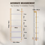 VEVOR Industrial Square Pipe Shelf 5 Tier 64x30x182.5cm Wall-Mount Gold White
