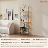 VEVOR Industrial Square Pipe Shelf 5 Tier 64x30x182.5cm Wall-Mount Gold White - Close-Up Angle