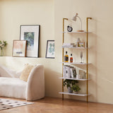 VEVOR Industrial Square Pipe Shelf 5 Tier 64x30x182.5cm Wall-Mount Gold White - Low Angle