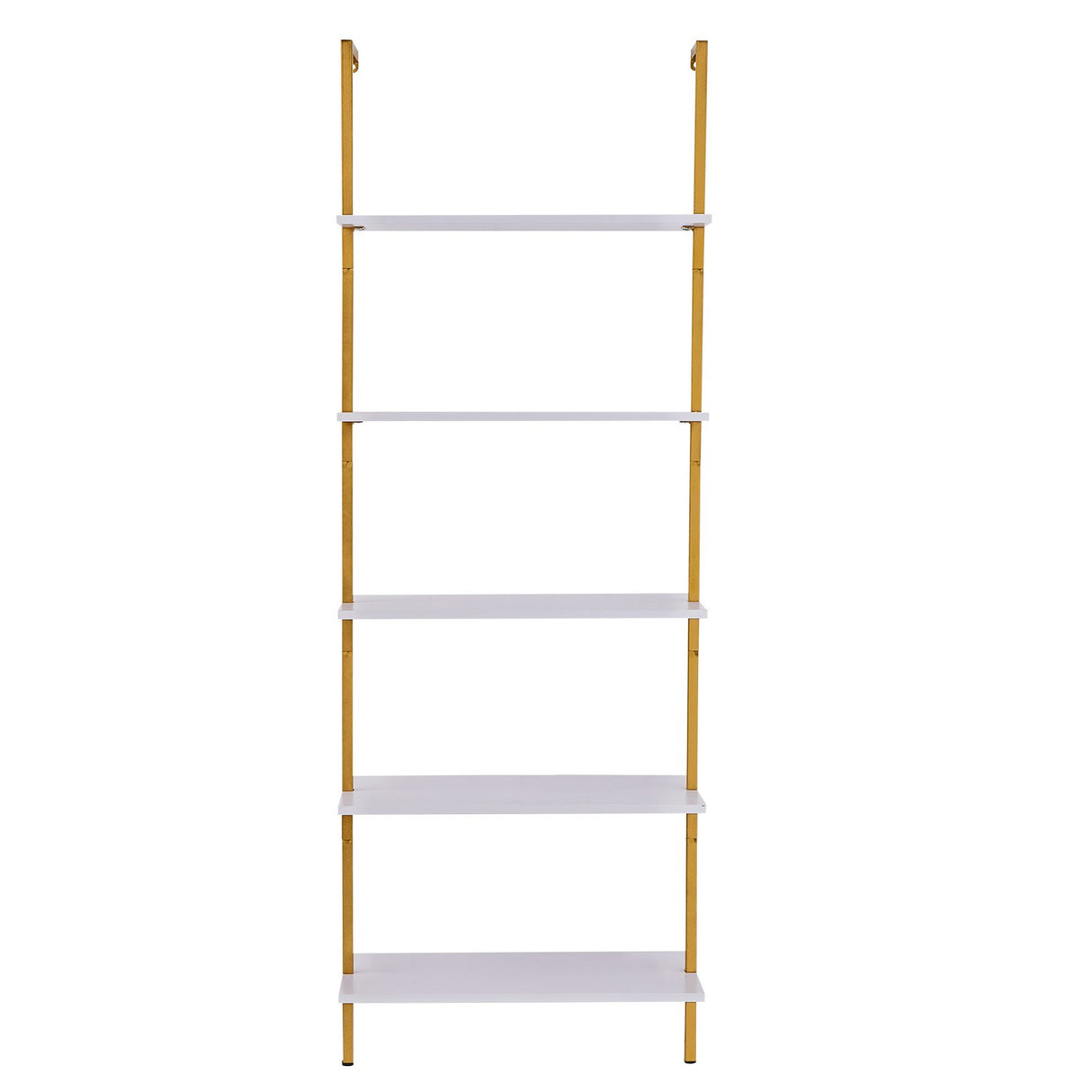 VEVOR Industrial Square Pipe Shelf 5 Tier 64x30x182.5cm Wall-Mount Gold White