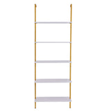 VEVOR Industrial Square Pipe Shelf 5 Tier 64x30x182.5cm Wall-Mount Gold White