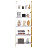 VEVOR Industrial Square Pipe Shelf 5 Tier 64x30x182.5cm Wall-Mount Gold White - Extra Image