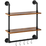 VEVOR Industrial Pipe Shelf 2 Tier 24x7.87in Wall-Mount for Kitchen Bedroom