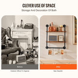 VEVOR Industrial Pipe Shelf 2 Tier 24x7.87in Wall-Mount for Kitchen Bedroom - 45-Degree Angle