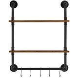 VEVOR Industrial Pipe Shelf 2 Tier 24x7.87in Wall-Mount for Kitchen Bedroom