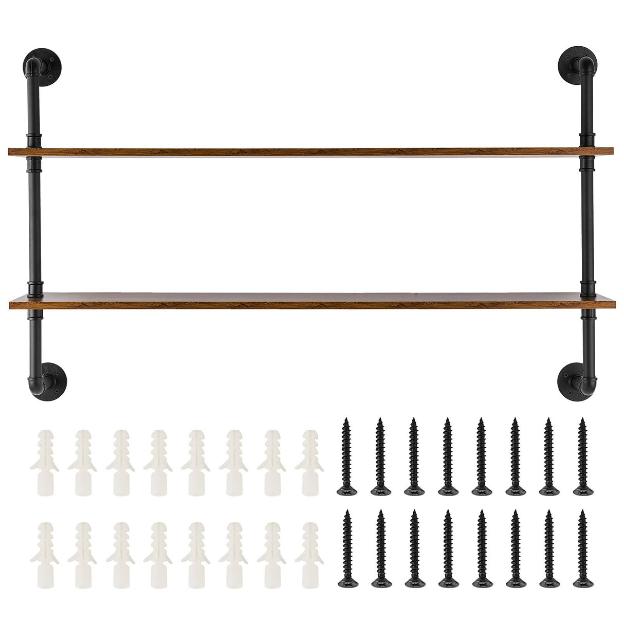 VEVOR Industrial Pipe Shelf 2 Tier 48x 9.84in Wall-Mount for Kitchen Bedroom