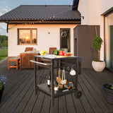 VEVOR Outdoor Grill Dining Cart with Double-Shelf, 55*55cm BBQ Movable Food Prep Table, Multifunctional Foldable Iron Table Top, Portable Modular - Low Angle