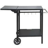VEVOR Outdoor Grill Dining Cart with Double-Shelf, 55*55cm BBQ Movable Food Prep Table, Multifunctional Foldable Iron Table Top, Portable Modular