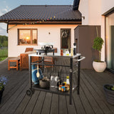 VEVOR Outdoor Grill Dining Cart with Double-Shelf, 85*55cm BBQ Movable Food Prep Table, Multifunctional Stainless Steel Table Top, Portable Modular