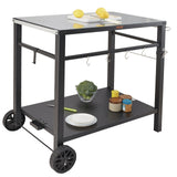 VEVOR Outdoor Grill Dining Cart with Double-Shelf, 85*55cm BBQ Movable Food Prep Table, Multifunctional Iron Table Top, Portable Modular Carts for