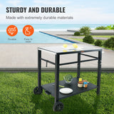 VEVOR Outdoor Grill Dining Cart with Double-Shelf, 85*55cm BBQ Movable Food Prep Table, Multifunctional Iron Table Top, Portable Modular Carts for