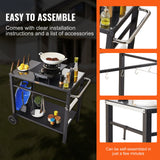 VEVOR Outdoor Grill Dining Cart with Double-Shelf, 85*55cm BBQ Movable Food Prep Table, Multifunctional Iron Table Top, Portable Modular Carts for
