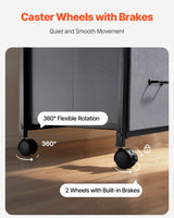 VEVOR Mobile Metal File Cabinet with 3 Fabric Drawers and 2 Open Shelves Brown - Rear View