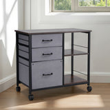 VEVOR Mobile Metal File Cabinet with 3 Fabric Drawers and 2 Open Shelves Brown - Low Angle