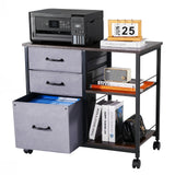 VEVOR Mobile Metal File Cabinet with 3 Fabric Drawers and 2 Open Shelves Brown - Extra Image