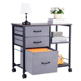 VEVOR Mobile Metal File Cabinet with 3 Fabric Drawers and 2 Open Shelves Brown - Extra Image