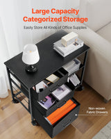 VEVOR Mobile Metal File Cabinet with 3 Fabric Drawers and 2 Open Shelves Black - Top-Down View