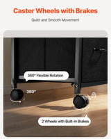 VEVOR Mobile Metal File Cabinet with 3 Fabric Drawers and 2 Open Shelves Black