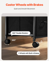 VEVOR Mobile Metal File Cabinet with 3 Fabric Drawers and 2 Open Shelves Black - Rear View
